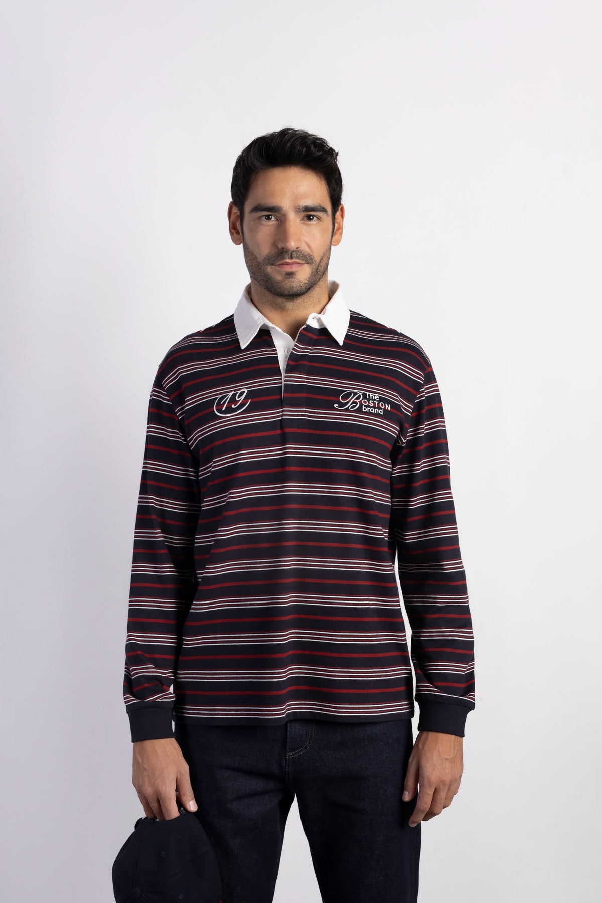 Polo relaxed fit rayas bordado