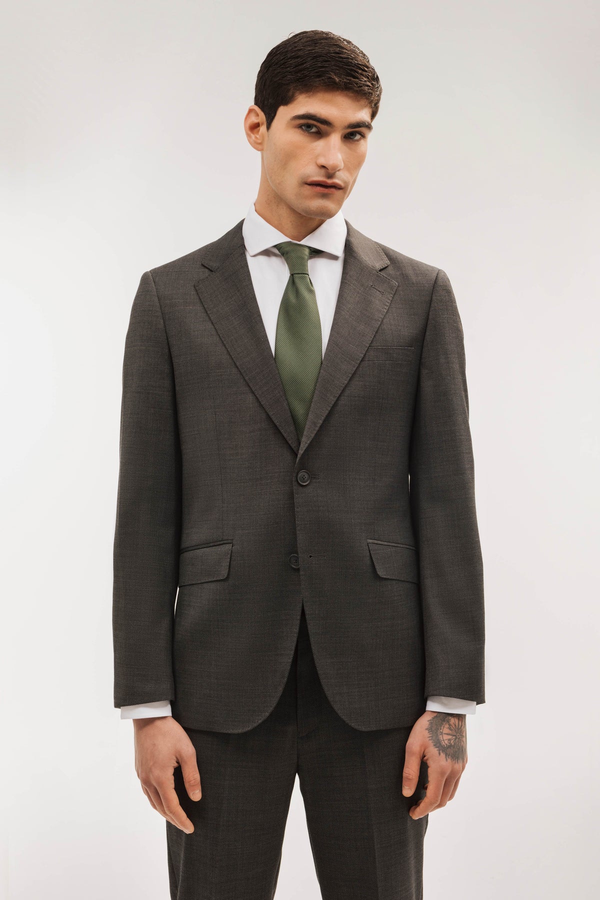 Americana traje lana slim fit falso liso