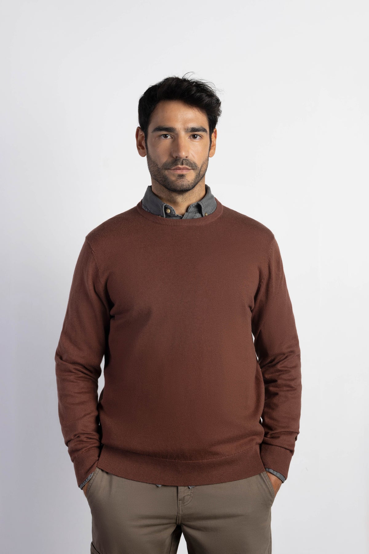 Jersey con cashmere cuello caja
