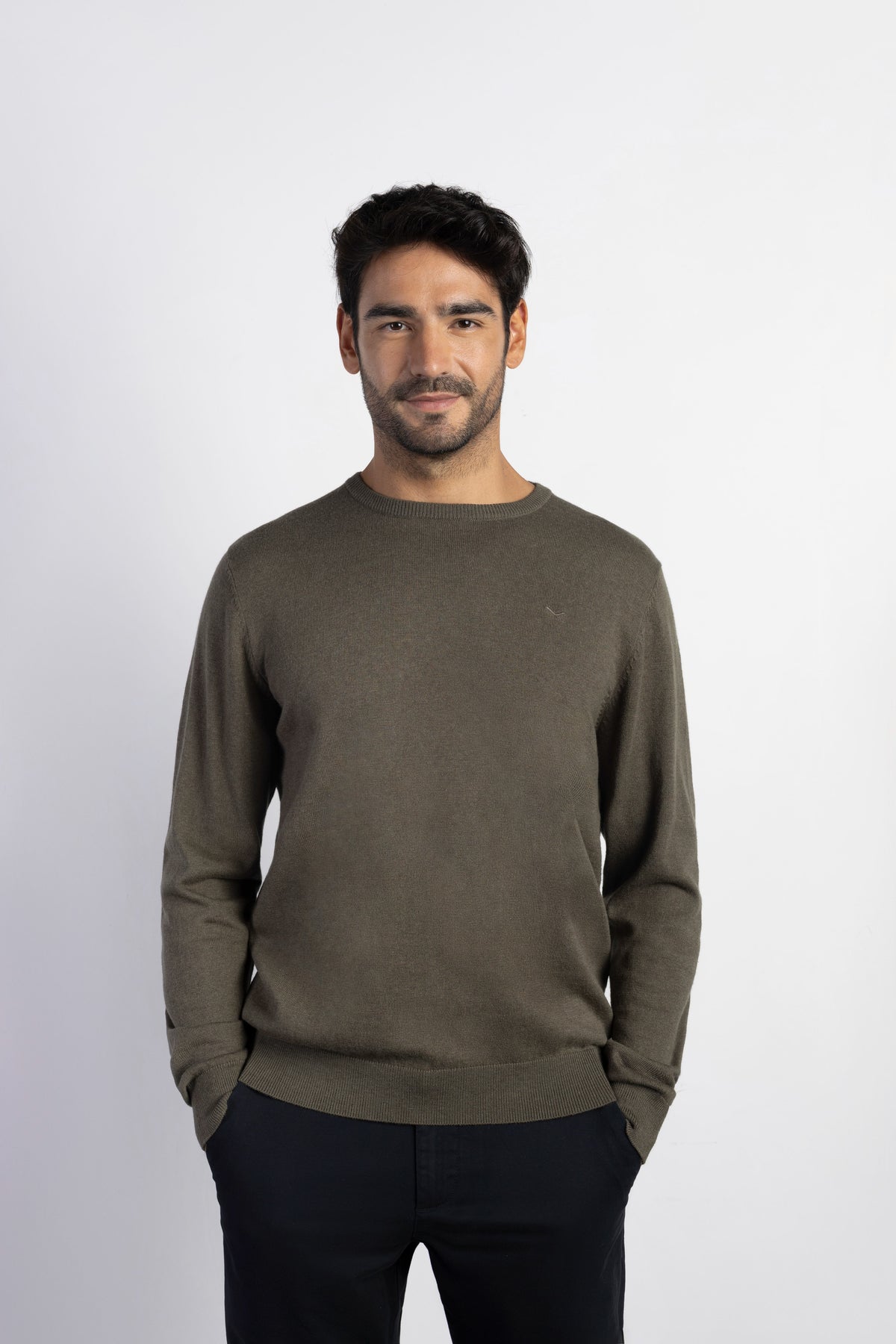 Jersey con cashmere cuello caja