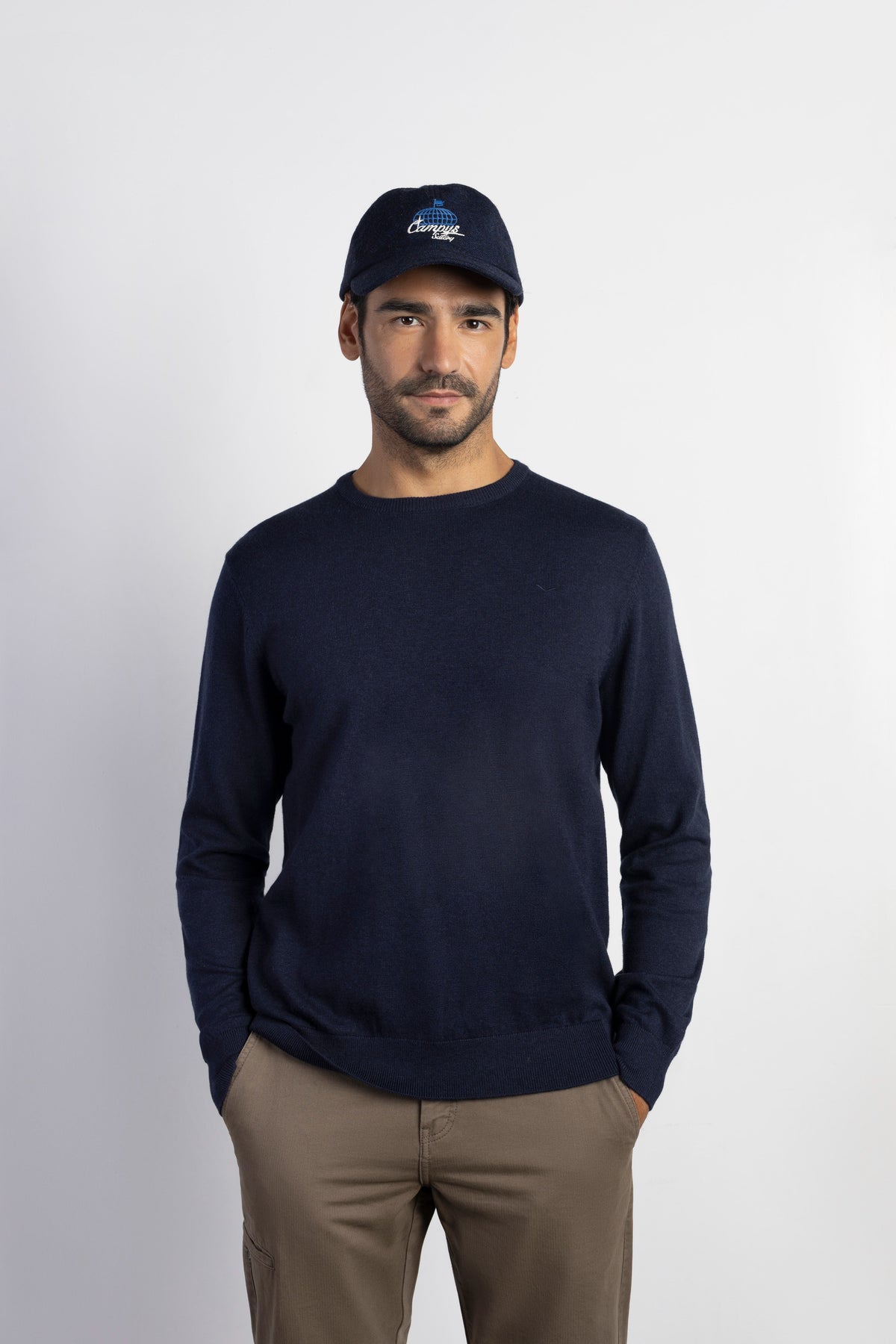 Jersey con cashmere cuello caja