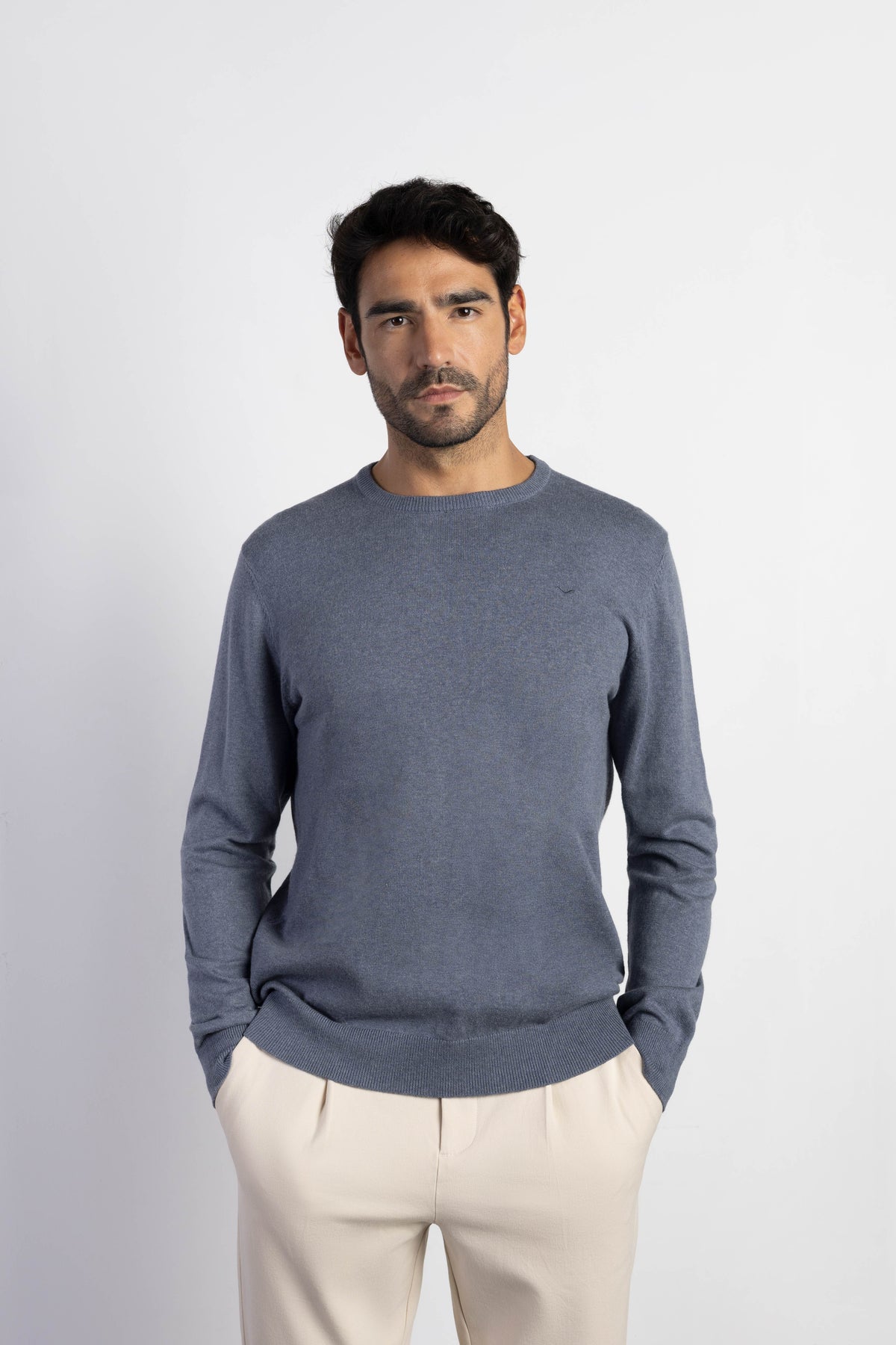 Jersey con cashmere cuello caja